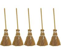 5 Pcs Witch Broomstick Set - Miniature Broom Props, Fairy Decoration, Cinnamon Broom, with White Ropes Halloween Straw Craft Decoration Witches Accessory for Costume Cosplay Party