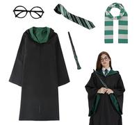 5 Pcs Wizard Accessories Set for Adult, Wizard Costume, Magic Robe Outfits with Wand,Scarf,Tie Accessories, Halloween Cosplay Fancy Outfits for Men and Women, For Role Play, Enter the Magical World