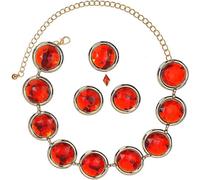 5 Pcs Women s Anime Cosplay Waist Belt Red Gems Belt Stone Chain for Halloween Costume Accessories red/stone
