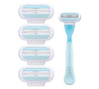 5 Pcs Women's Razor Blades Refills, Replacement Blades Compatible with Gillette Venus Smooth Razor, 3 Layer Blade for Smooth Shaving, Comfort Edge for Women Shaving, Washable Easy to Replace