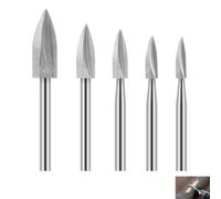 5 PCS Wood Carving Bits, Rotary Tool Wood Carving Bits Set with 1/8” Shank Compatible With Dremel, High-Speed Steel for Grinding, Engraving, Drilling, Woodworking, Includes 3mm-8mm Bit for Crafting