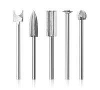 5 Pcs Wood Carving Bits Set with 1/8 Inch Shank, Compatible with Rotary Tools, Drills, Die Grinders for DIY Woodworking, Engraving, Drilling, Micro Sculpture