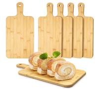 5 Pcs Wood Cutting Board with Handle, Wooden Serving Board Bulk, Kitchen Chopping Boards for Food Pizza Bread Cheese Charcuterie Fruit Vegetables (40 x 20 cm)