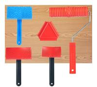 5 Pcs Wood Grain Rollers, Wood Graining Tool Combo, Rubber Roller for Wood Texture Art Painting, Imitation Wood Grain Empaistic Pattern Knurling Tools for Wall, Floor, Furniture Decor