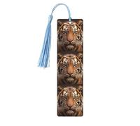 5 Pcs Wooden Bookmark for Men Women Wood Bookmarks with Holes and Tassels Vintage Bookmark 3D Tiger Head Wood Hanging Tags Ornaments Handmade Craft Book Marks for Gifts