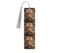 5 Pcs Wooden Bookmark for Men Women Wood Bookmarks with Holes and Tassels Vintage Bookmark 3D Tiger Head Wood Hanging Tags Ornaments Handmade Craft Book Marks for Gifts