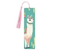 5 Pcs Wooden Bookmark for Men Women Wood Bookmarks with Holes and Tassels Vintage Bookmark Alpaca Cactus Wood Hanging Tags Ornaments Handmade Craft Book Marks for Gifts