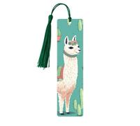 5 Pcs Wooden Bookmark for Men Women Wood Bookmarks with Holes and Tassels Vintage Bookmark Alpaca Cactus Wood Hanging Tags Ornaments Handmade Craft Book Marks for Gifts