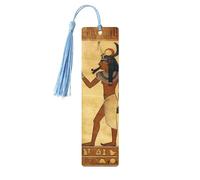 5 Pcs Wooden Bookmark for Men Women Wood Bookmarks with Holes and Tassels Vintage Bookmark Ancient Egyptian Wood Hanging Tags Ornaments Handmade Craft Book Marks for Gifts