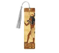 5 Pcs Wooden Bookmark for Men Women Wood Bookmarks with Holes and Tassels Vintage Bookmark Ancient Egyptian Wood Hanging Tags Ornaments Handmade Craft Book Marks for Gifts