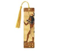5 Pcs Wooden Bookmark for Men Women Wood Bookmarks with Holes and Tassels Vintage Bookmark Ancient Egyptian Wood Hanging Tags Ornaments Handmade Craft Book Marks for Gifts