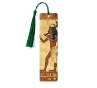 5 Pcs Wooden Bookmark for Men Women Wood Bookmarks with Holes and Tassels Vintage Bookmark Ancient Egyptian Wood Hanging Tags Ornaments Handmade Craft Book Marks for Gifts