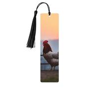 5 Pcs Wooden Bookmark for Men Women Wood Bookmarks with Holes and Tassels Vintage Bookmark Animal Chickens Wood Hanging Tags Ornaments Handmade Craft Book Marks for Gifts