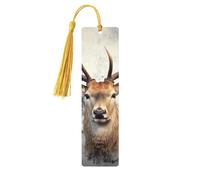 5 Pcs Wooden Bookmark for Men Women Wood Bookmarks with Holes and Tassels Vintage Bookmark Animal Deer Wood Hanging Tags Ornaments Handmade Craft Book Marks for Gifts