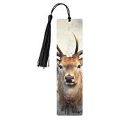 5 Pcs Wooden Bookmark for Men Women Wood Bookmarks with Holes and Tassels Vintage Bookmark Animal Deer Wood Hanging Tags Ornaments Handmade Craft Book Marks for Gifts