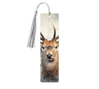 5 Pcs Wooden Bookmark for Men Women Wood Bookmarks with Holes and Tassels Vintage Bookmark Animal Deer Wood Hanging Tags Ornaments Handmade Craft Book Marks for Gifts