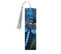 5 Pcs Wooden Bookmark for Men Women Wood Bookmarks with Holes and Tassels Vintage Bookmark Art Blue Dragonfly Wood Hanging Tags Ornaments Handmade Craft Book Marks for Gifts