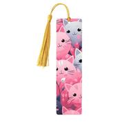 5 Pcs Wooden Bookmark for Men Women Wood Bookmarks with Holes and Tassels Vintage Bookmark Black Cat Wood Hanging Tags Ornaments Handmade Craft Book Marks for Gifts