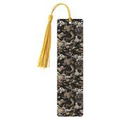 5 Pcs Wooden Bookmark for Men Women Wood Bookmarks with Holes and Tassels Vintage Bookmark Black Chinese Dragon Wood Hanging Tags Ornaments Handmade Craft Book Marks for Gifts