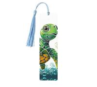 5 Pcs Wooden Bookmark for Men Women Wood Bookmarks with Holes and Tassels Vintage Bookmark Cartoon Turtle Pattern Wood Hanging Tags Ornaments Handmade Craft Book Marks for Gifts