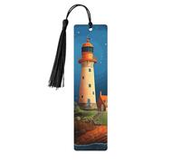 5 Pcs Wooden Bookmark for Men Women Wood Bookmarks with Holes and Tassels Vintage Bookmark Catoon Whale Lighthouse Wood Hanging Tags Ornaments Handmade Craft Book Marks for Gifts