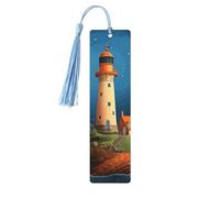 5 Pcs Wooden Bookmark for Men Women Wood Bookmarks with Holes and Tassels Vintage Bookmark Catoon Whale Lighthouse Wood Hanging Tags Ornaments Handmade Craft Book Marks for Gifts