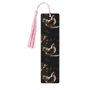5 Pcs Wooden Bookmark for Men Women Wood Bookmarks with Holes and Tassels Vintage Bookmark Chicken on a Branch Wood Hanging Tags Ornaments Handmade Craft Book Marks for Gifts