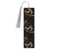5 Pcs Wooden Bookmark for Men Women Wood Bookmarks with Holes and Tassels Vintage Bookmark Chicken on a Branch Wood Hanging Tags Ornaments Handmade Craft Book Marks for Gifts