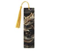 5 Pcs Wooden Bookmark for Men Women Wood Bookmarks with Holes and Tassels Vintage Bookmark Chinese Dragon Style Wood Hanging Tags Ornaments Handmade Craft Book Marks for Gifts