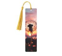 5 Pcs Wooden Bookmark for Men Women Wood Bookmarks with Holes and Tassels Vintage Bookmark Dandelion in The Sunset Wood Hanging Tags Ornaments Handmade Craft Book Marks for Gifts