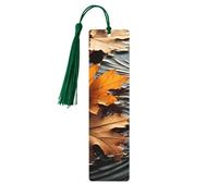 5 Pcs Wooden Bookmark for Men Women Wood Bookmarks with Holes and Tassels Vintage Bookmark Fall Leaves Wood Hanging Tags Ornaments Handmade Craft Book Marks for Gifts