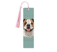 5 Pcs Wooden Bookmark for Men Women Wood Bookmarks with Holes and Tassels Vintage Bookmark Funny English Bulldog Wood Hanging Tags Ornaments Handmade Craft Book Marks for Gifts