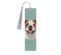 5 Pcs Wooden Bookmark for Men Women Wood Bookmarks with Holes and Tassels Vintage Bookmark Funny English Bulldog Wood Hanging Tags Ornaments Handmade Craft Book Marks for Gifts