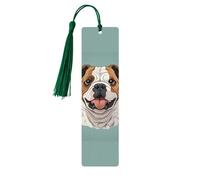 5 Pcs Wooden Bookmark for Men Women Wood Bookmarks with Holes and Tassels Vintage Bookmark Funny English Bulldog Wood Hanging Tags Ornaments Handmade Craft Book Marks for Gifts