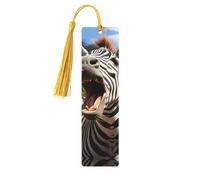 5 Pcs Wooden Bookmark for Men Women Wood Bookmarks with Holes and Tassels Vintage Bookmark Funny Zebra Wood Hanging Tags Ornaments Handmade Craft Book Marks for Gifts