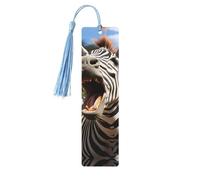 5 Pcs Wooden Bookmark for Men Women Wood Bookmarks with Holes and Tassels Vintage Bookmark Funny Zebra Wood Hanging Tags Ornaments Handmade Craft Book Marks for Gifts
