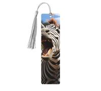 5 Pcs Wooden Bookmark for Men Women Wood Bookmarks with Holes and Tassels Vintage Bookmark Funny Zebra Wood Hanging Tags Ornaments Handmade Craft Book Marks for Gifts