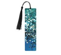 5 Pcs Wooden Bookmark for Men Women Wood Bookmarks with Holes and Tassels Vintage Bookmark Glittered Blue Background Wood Hanging Tags Ornaments Handmade Craft Book Marks for Gifts