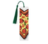 5 Pcs Wooden Bookmark for Men Women Wood Bookmarks with Holes and Tassels Vintage Bookmark I Love Pizza Heart Wood Hanging Tags Ornaments Handmade Craft Book Marks for Gifts