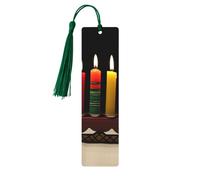 5 Pcs Wooden Bookmark for Men Women Wood Bookmarks with Holes and Tassels Vintage Bookmark Kwanzaa Candles Wood Hanging Tags Ornaments Handmade Craft Book Marks for Gifts