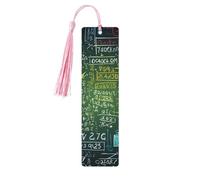 5 Pcs Wooden Bookmark for Men Women Wood Bookmarks with Holes and Tassels Vintage Bookmark Math Question Wood Hanging Tags Ornaments Handmade Craft Book Marks for Gifts