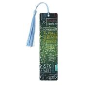 5 Pcs Wooden Bookmark for Men Women Wood Bookmarks with Holes and Tassels Vintage Bookmark Math Question Wood Hanging Tags Ornaments Handmade Craft Book Marks for Gifts
