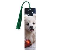 5 Pcs Wooden Bookmark for Men Women Wood Bookmarks with Holes and Tassels Vintage Bookmark Merry Christmas White Snow Dog Wood Hanging Tags Ornaments Handmade Craft Book Marks for Gifts