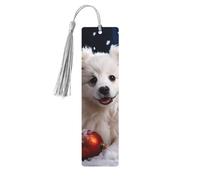 5 Pcs Wooden Bookmark for Men Women Wood Bookmarks with Holes and Tassels Vintage Bookmark Merry Christmas White Snow Dog Wood Hanging Tags Ornaments Handmade Craft Book Marks for Gifts