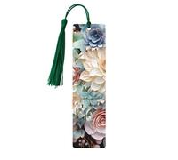 5 Pcs Wooden Bookmark for Men Women Wood Bookmarks with Holes and Tassels Vintage Bookmark Modern Bohemia Flower Wood Hanging Tags Ornaments Handmade Craft Book Marks for Gifts