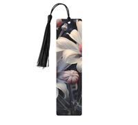 5 Pcs Wooden Bookmark for Men Women Wood Bookmarks with Holes and Tassels Vintage Bookmark Modern Floral Painting Wood Hanging Tags Ornaments Handmade Craft Book Marks for Gifts