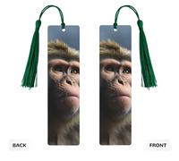 5 Pcs Wooden Bookmark for Men Women Wood Bookmarks with Holes and Tassels Vintage Bookmark Monkey Wood Hanging Tags Ornaments Handmade Craft Book Marks for Gifts