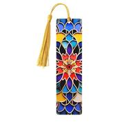 5 Pcs Wooden Bookmark for Men Women Wood Bookmarks with Holes and Tassels Vintage Bookmark Moroccan Color Wood Hanging Tags Ornaments Handmade Craft Book Marks for Gifts