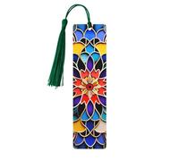 5 Pcs Wooden Bookmark for Men Women Wood Bookmarks with Holes and Tassels Vintage Bookmark Moroccan Color Wood Hanging Tags Ornaments Handmade Craft Book Marks for Gifts