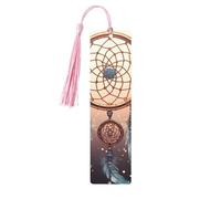 5 Pcs Wooden Bookmark for Men Women Wood Bookmarks with Holes and Tassels Vintage Bookmark Native American Dream Catcher Wood Hanging Tags Ornaments Handmade Craft Book Marks for Gifts